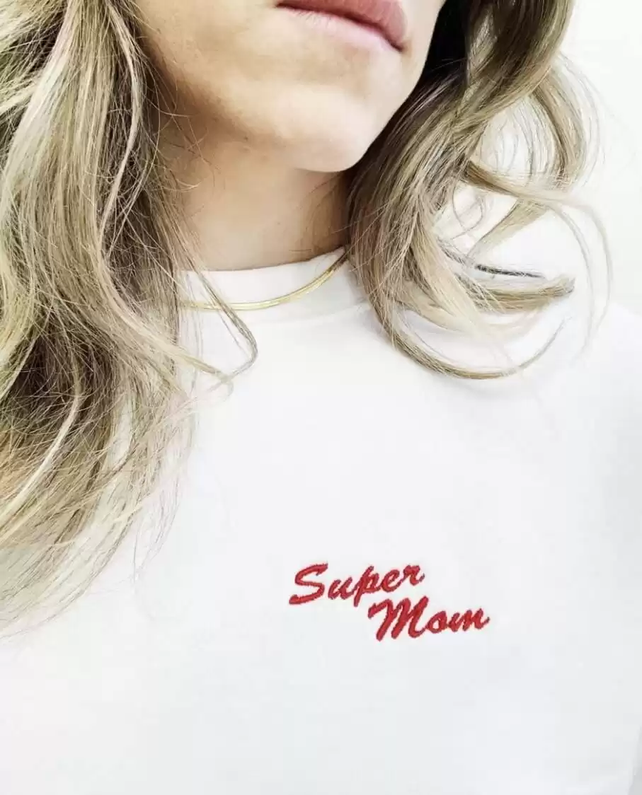 Super Mom Embroidered Crewneck Sweatshirt