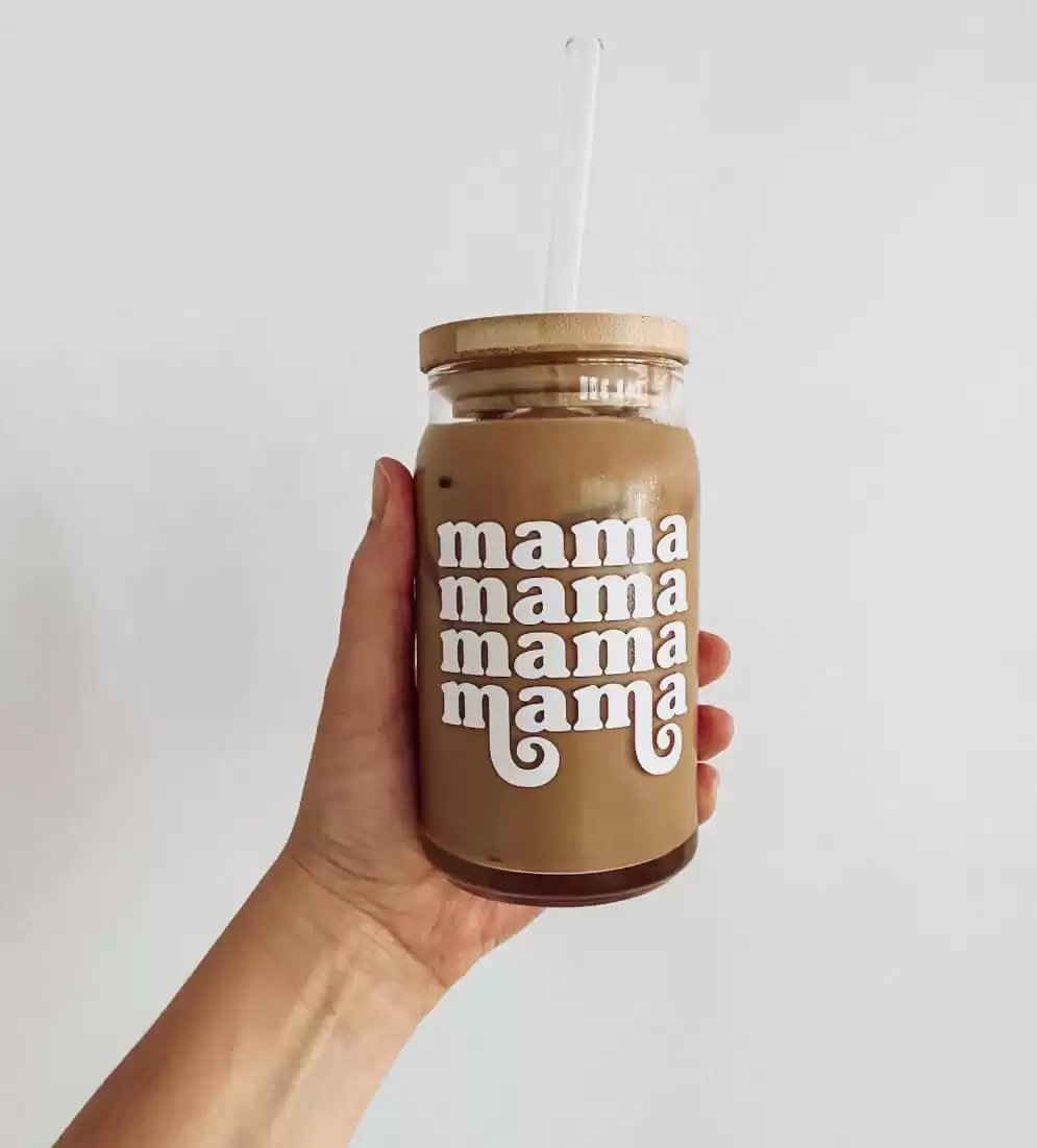 Retro Mama Beer Can Glass