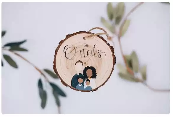 Hand Painted Wood Family Ornament