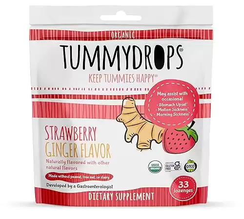 USDA Organic Strawberry Ginger Flavor Tummydrops (Strawberry Ginger)