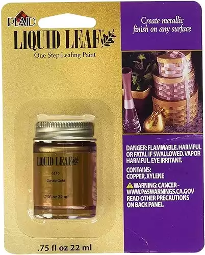 Plaid Liquid Leaf One Step Leafing Paint, 0.75 oz, Classic Gold