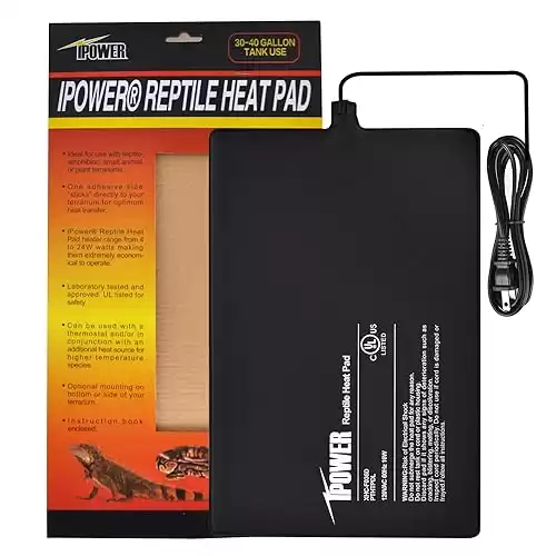iPower 8 by 12-Inch 16 Watt Reptile Heat Pad Under Tank Terrarium Heater