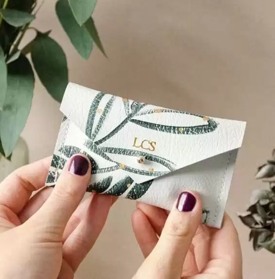 Botanical Recycled Leather Card Holder