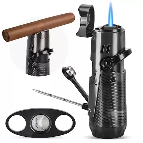 Cigar Lighter, Windproof Refillable Butane Torch Lighter