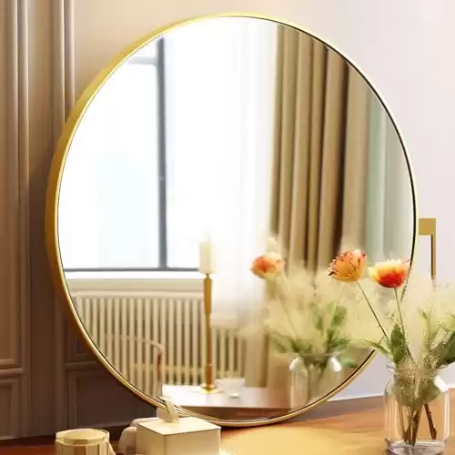 Round Gold Mirror Metal Frame