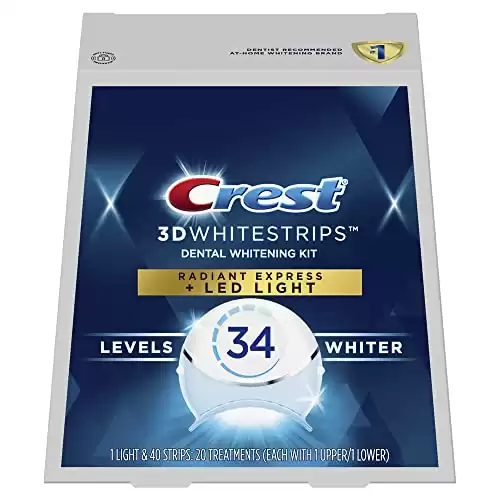 Crest 3D Whitestrips, Radiant Express with LED Accelerator Light, Teeth Whitening Strip Kit