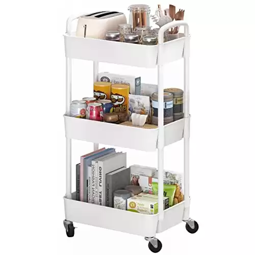 3-Tier Plastic Rolling Utility Cart