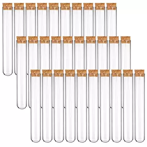 DEPEPE 30pcs 13ml Glass Test Tubes with Cork Stoppers, 15×100mm Small Clear Glass Test Tubes for Scientific Experiments, Plant Propagation and Holiday Gifts