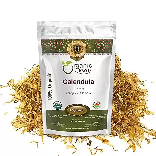 Organic Way Dried Calendula Flower Petals | Herbal Tea (Calendula officinalis) - European Wild-Harvest | Organic & Kosher Certified | Raw, Vegan, Non GMO & Gluten Free | USDA Certified | Origi...