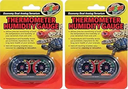 Zoo Med Economy Analog Dual Thermometer and Humidity Gauge (2 Pack)