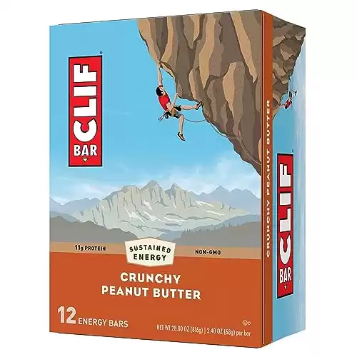 CLIF BAR - Crunchy Peanut Butter - Made with Organic Oats - Non-GMO - Plant Based - Energy Bars - 2.4 oz. (12 Pack)