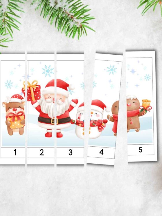 Christmas Number Sequence Puzzles for Toddlers
