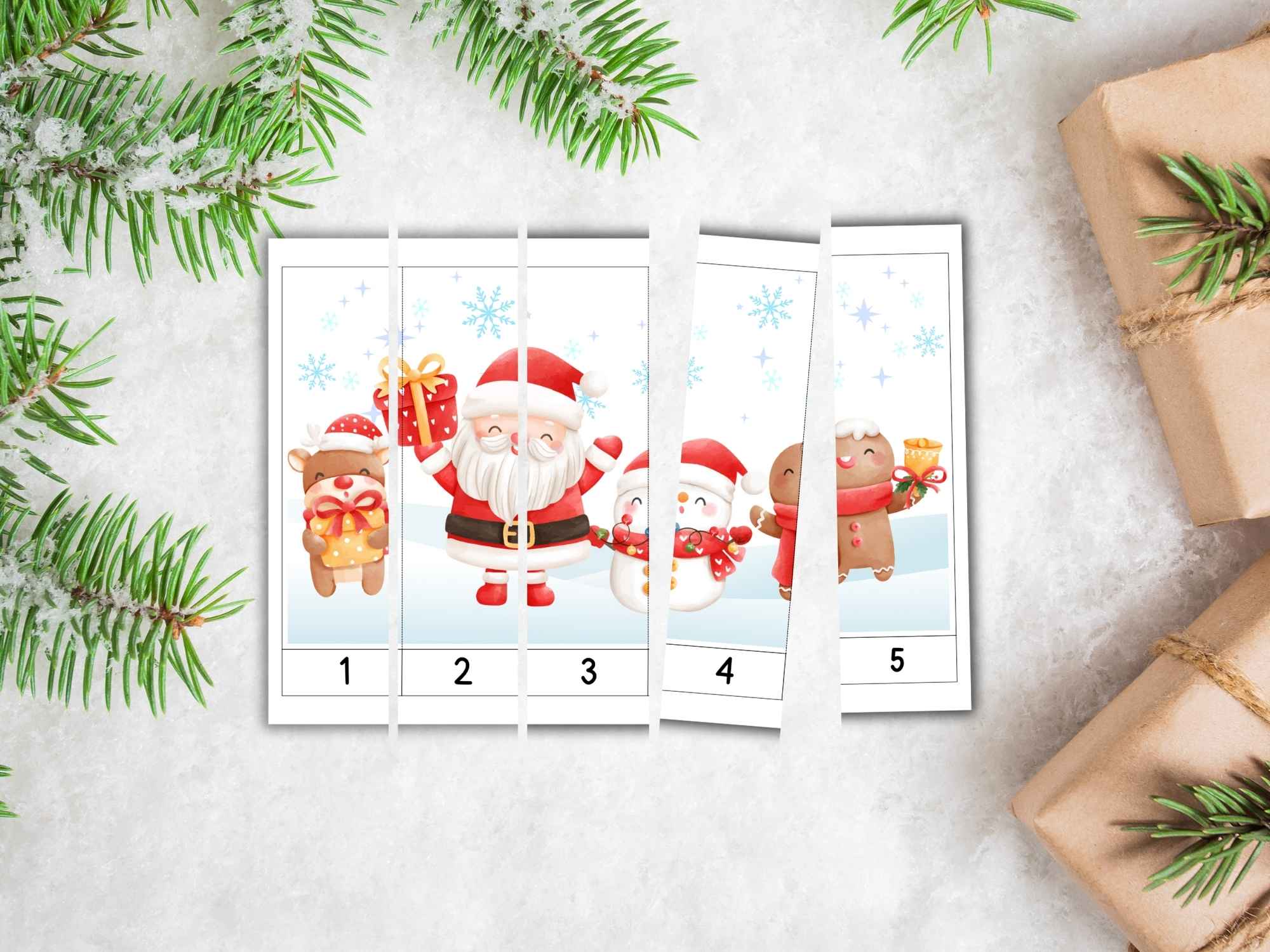 Christmas Number Sequence Puzzles for Toddlers