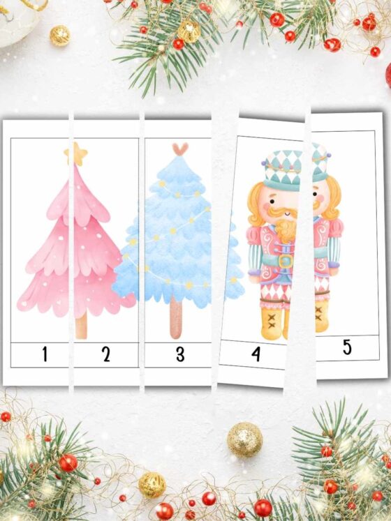 Printable Christmas Sequence Puzzle for Kids: Count to 10