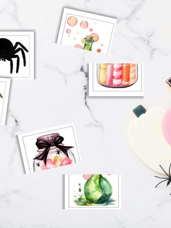 Spooky Watercolor Halloween Matching Cards