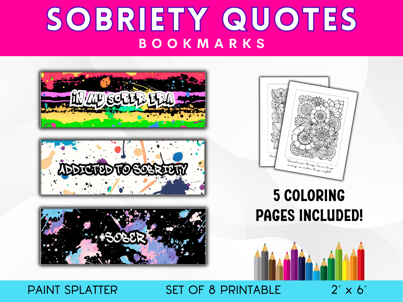 Paint Splatter Digital Bookmarks for Recovery